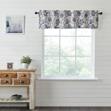 Dorset Navy Floral Valance Curtain 16x60 VHC Brands - The Fox Decor